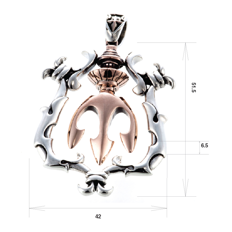 Lord Camelot Candlestick Motif Royal Silver Pendant Top [LC 163] | Lord