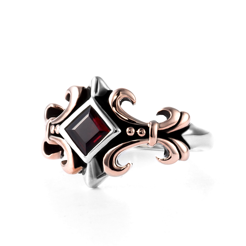 Lord Camelot Silver & Royal Silver Garnet Design Ring [LC 695] | Lord